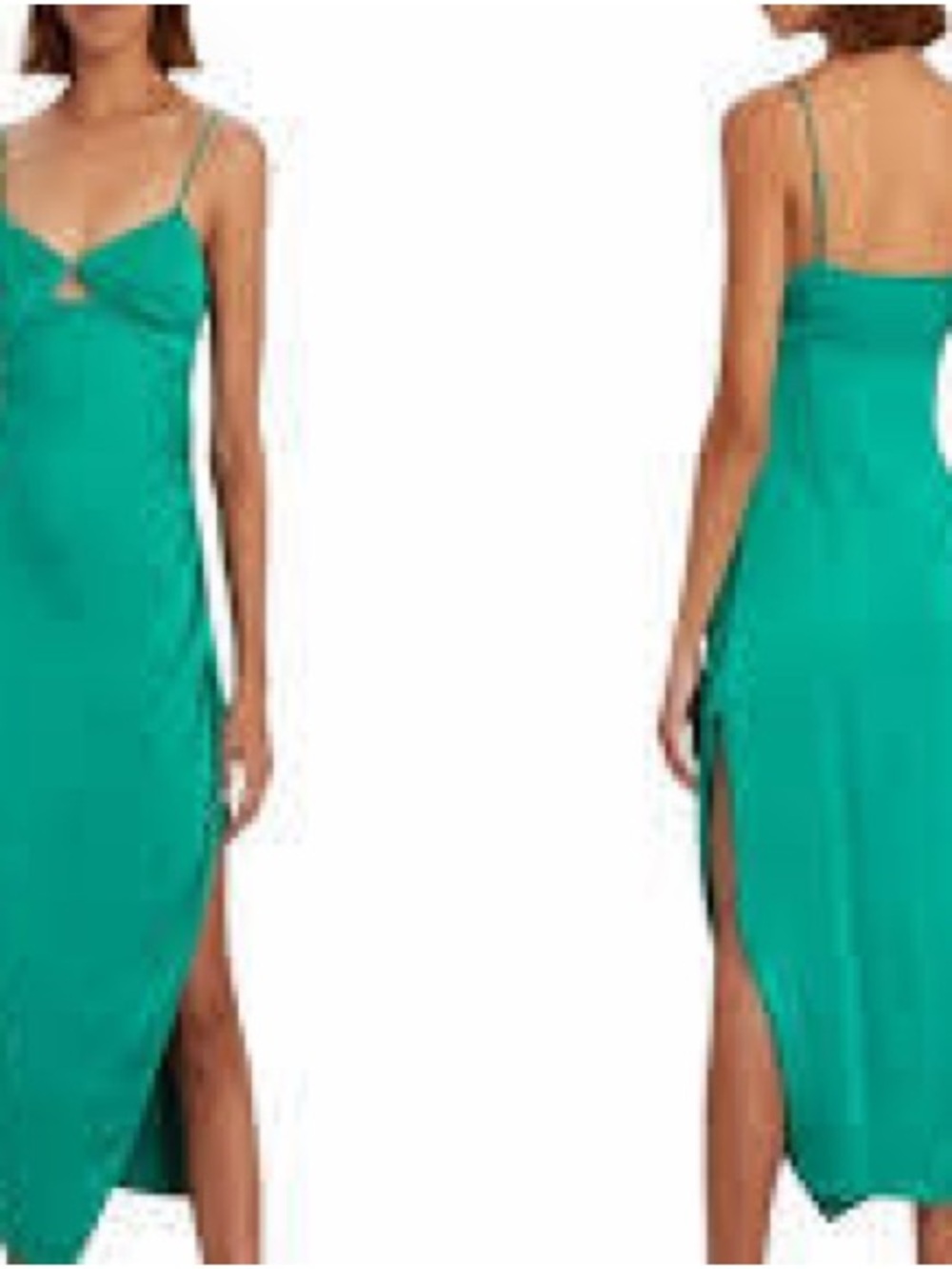 SAYLOR Emerald Green Slip Midi Dress with Side Slit